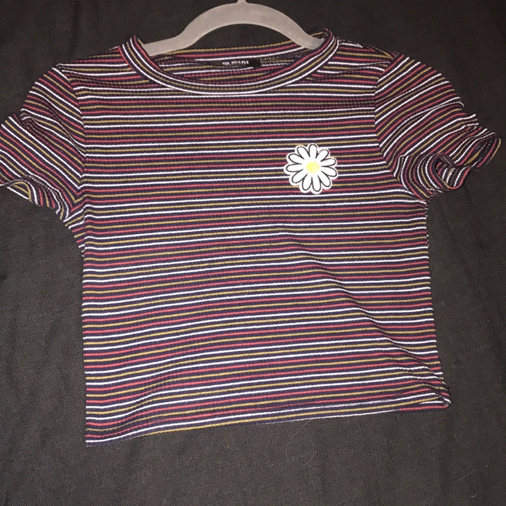Multi colored cropped tee shirt